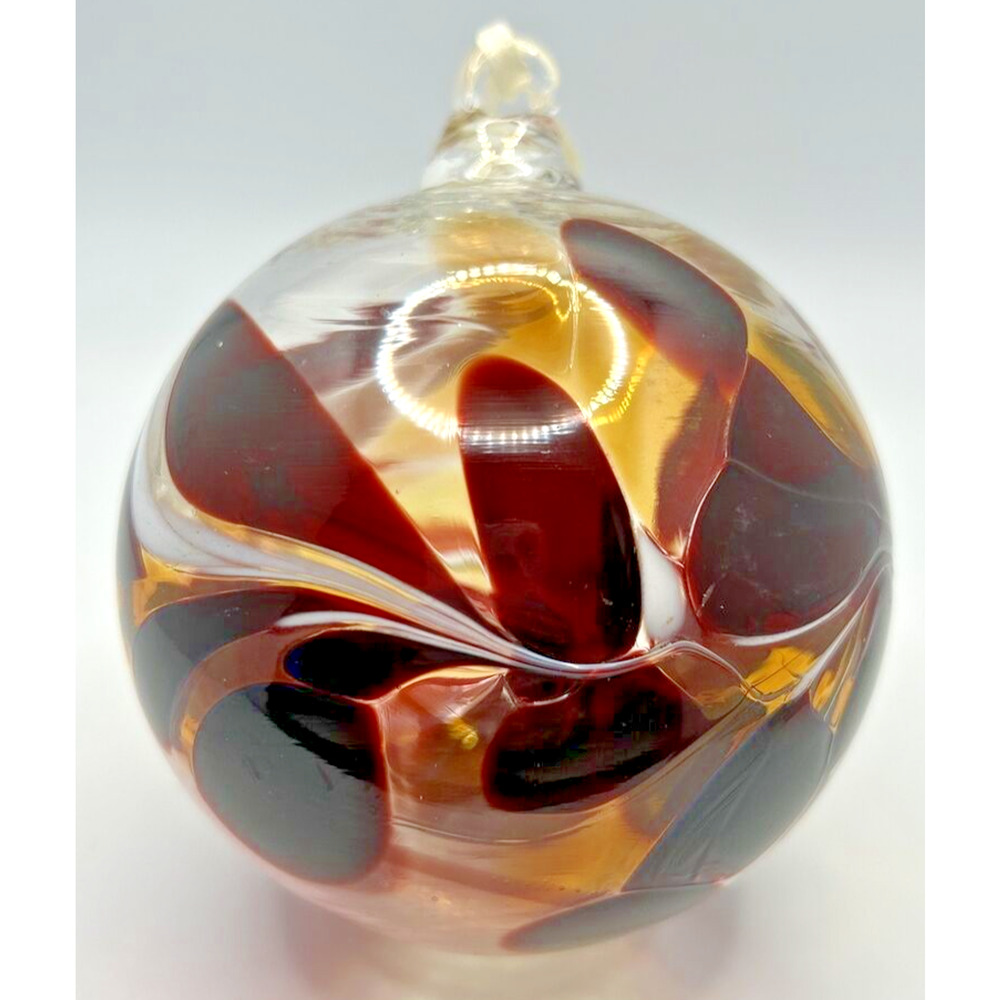 Vintage Art‎ Glass Ornate Red White Ornament U257/1Ornate